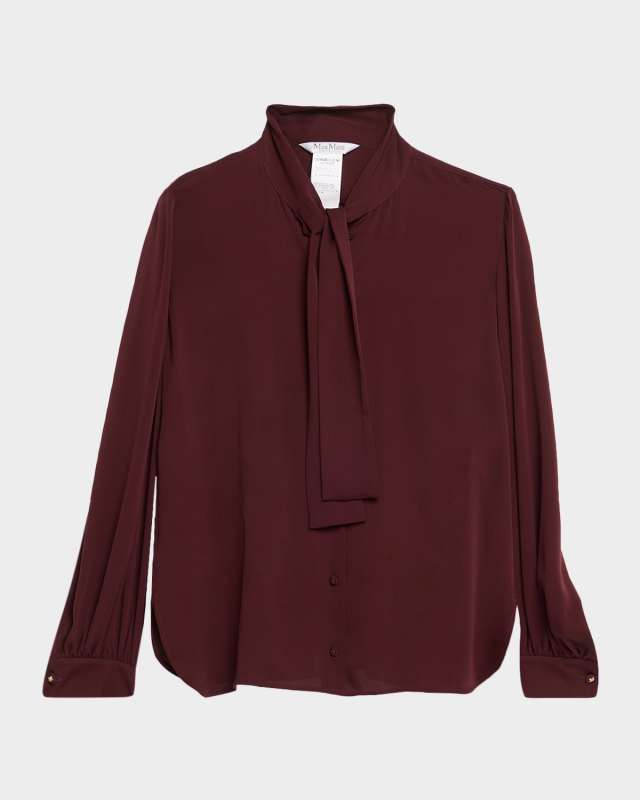 Melania Neck-Tie Silk Blouse